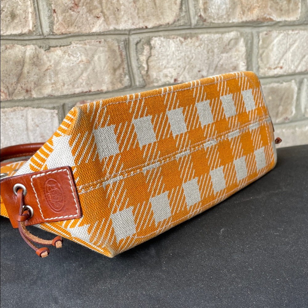Dooney & Bourke Orange Checkered Tote with Brown Tassel Accents - Picture 7 of 7